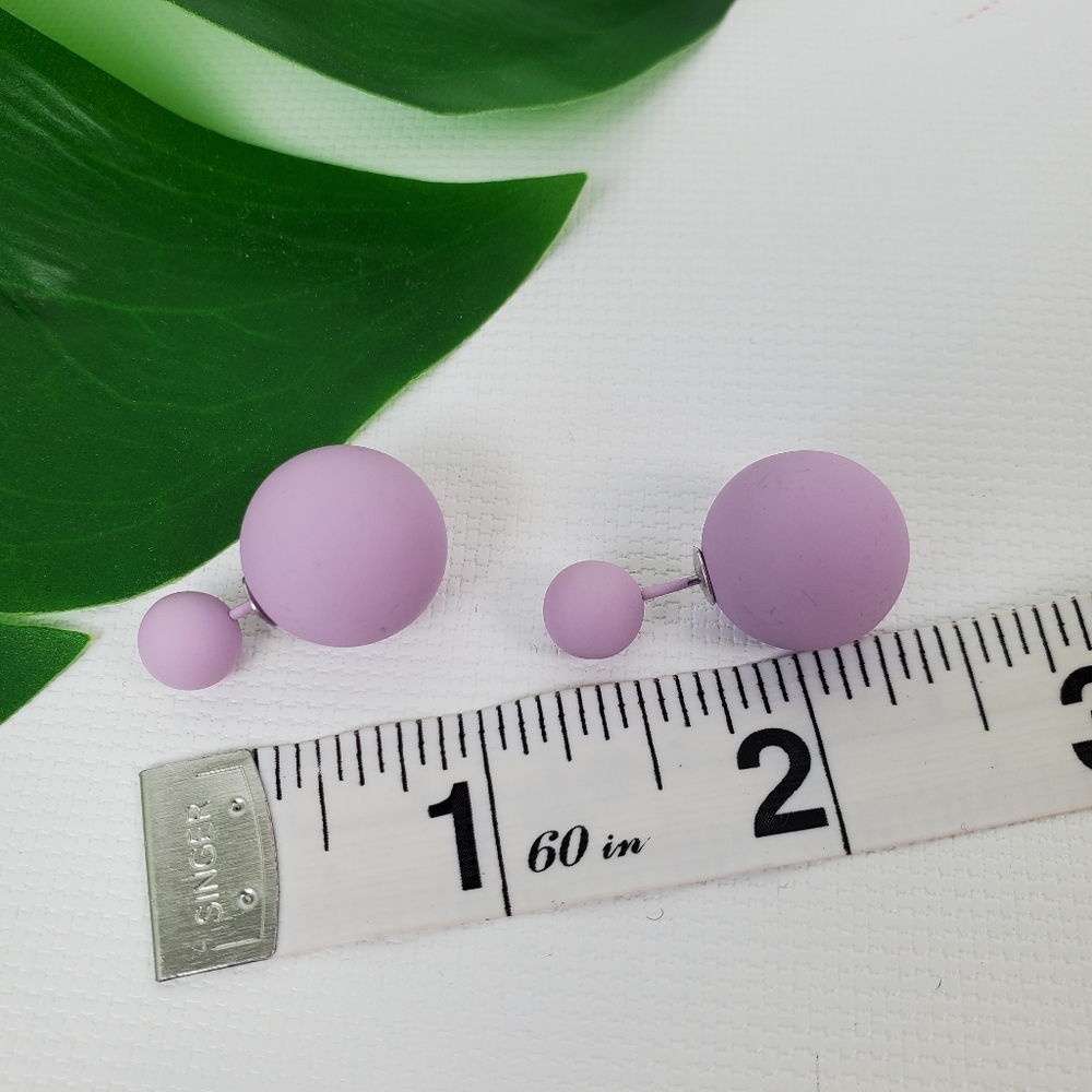 Double Sided Rubber Ball Stud Earrings 2 in - Picture 4 of 4